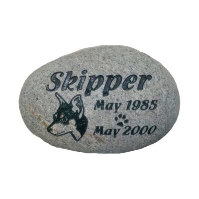 Light Speckled River Rock Stone Memorial - Image 2