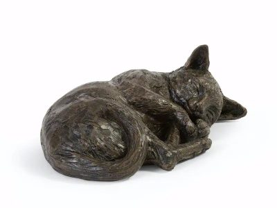 Resting Cat Bronze Urn