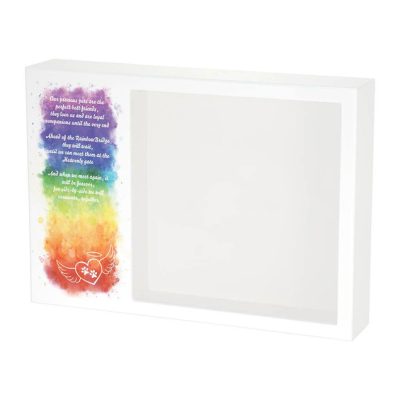 Shadowbox pet urn with the Rainbow Bridge poem