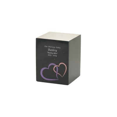 Marble Hearts Pink Black Urn