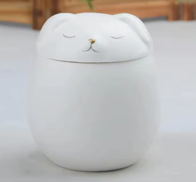 Ceramic White Dog Urn